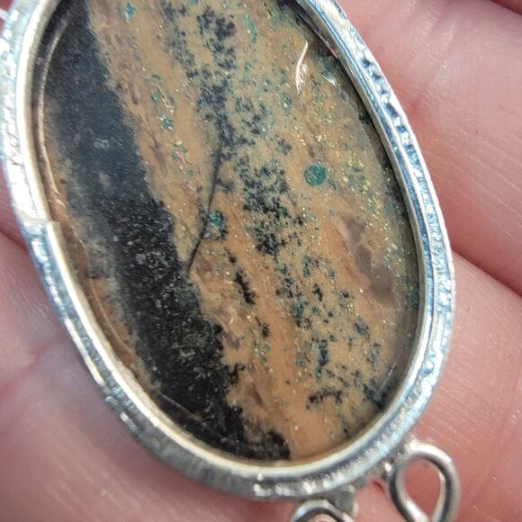 Handmade Sterling Silver Pendant Necklace Featuring Kambaba Jasper and Citrine - Picture 7 of 10